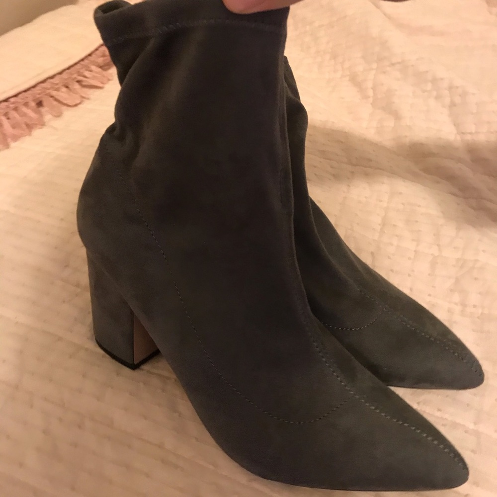 Grey velvet sock ankle booties